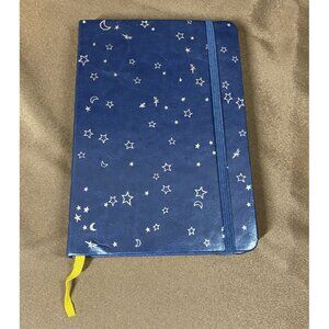 Madewell Leather Journal Notebook Foil Stamp Stars & Moon Pattern Blue Silver